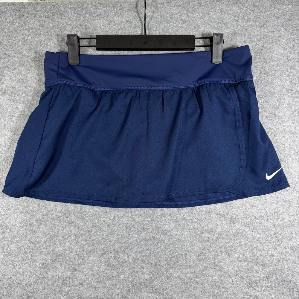 Nike Dri-FIT Tennis Skirt Womens M Navy Blue Built In Shorts Athletic Skort